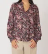 Black Tape Fall Floral Ruffle Detail Tie Front Blouse In Pink Gold Print In Multi