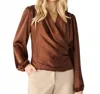 Black Tape On The Rocks Wrap Long Sleeve Top In Bronze In Brown