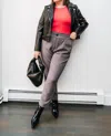 Black Tape Paperbag Waist Pants In Charcoal In Pink