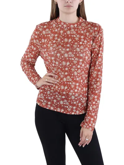 Black Tape Petites Womens Printed Polyester Pullover Top In Multi