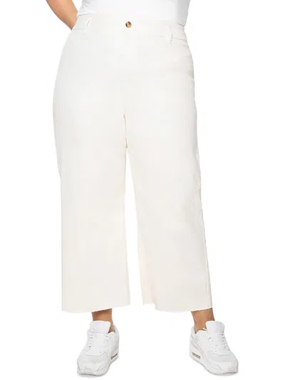 Black Tape Plus Womens High Rise Raw Hem Wide Leg Jeans In Multi