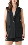 Black Tape Sleeveless Blazer Vest In Black In Black