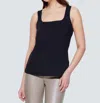 Black Tape Square Neckline Tank Top In Black In Black