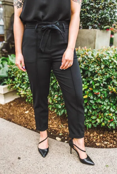 Black Tape Tegan Paperbag Trousers In Black In Animal Print