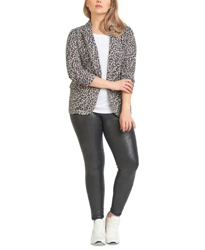 Black Tape Trendy Plus Size Crackle Leggings In Black In Gray