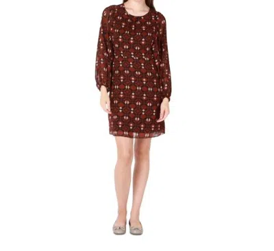 Black Tape Women's Tape Geometric Print Shift Dress In Pattern In Brown