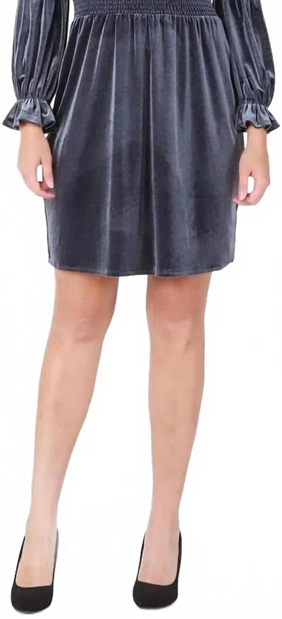 Black Tape Women's Velvet Mini Dress In Grey In Blue