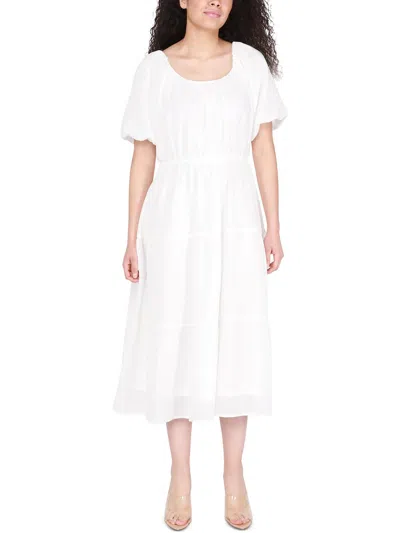 Black Tape Womens Bridal Shower Tiered Midi Dress In White