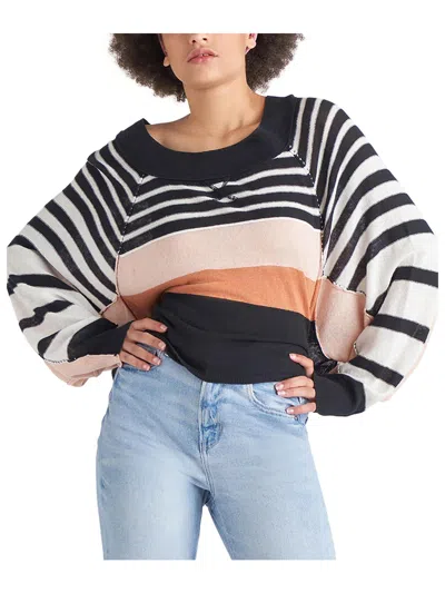 Black Tape Womens Colorblock Boat Neck Pullover Sweater In Multi