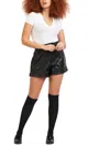 BLACK TAPE WOMENS CUFFED FAUX LEATHER CASUAL SHORTS