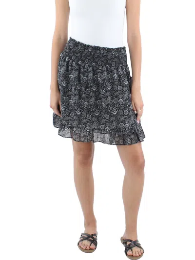 Black Tape Womens Floral Print Flounce Mini Skirt In Multi
