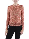 Black Tape Petites Womens Printed Polyester Pullover Top In Multi