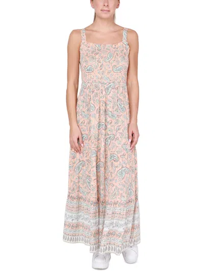 Black Tape Womens Paisley Rayon Maxi Dress In White