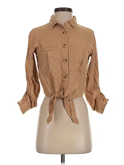 Pre-owned Black Tape_ 3/4 Sleeve Button Down Shirt In Tan