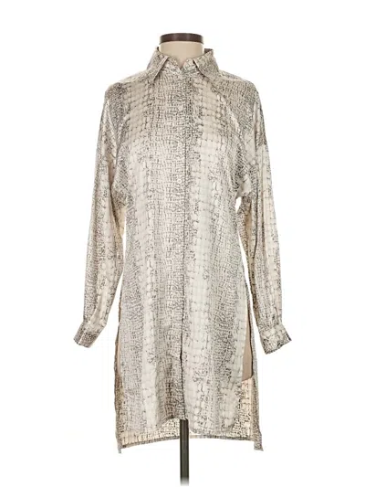 Pre-owned Black Tape_ Long Sleeve Button Down Shirt In Silver