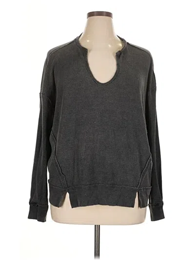 Pre-owned Black Tape_ Long Sleeve Henley Shirt In Gray