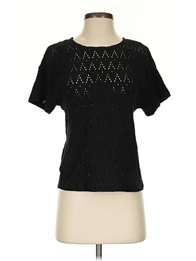 Pre-owned Black Tape_ Short Sleeve Top Black Keyhole Neckline Tops