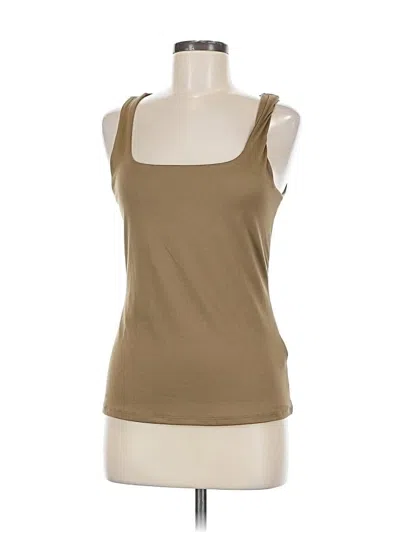 Pre-owned Black Tape_ Sleeveless Top Tan Scoop Neck Tops In Brown