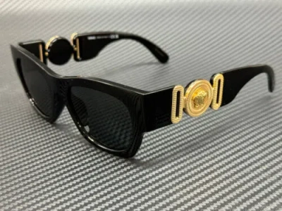 Pre-owned Black Versace Ve4479u Gb1 87  Grey Men's 52 Mm Sunglasses