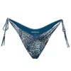 Blackbough Swim Women's Blue Cynthia Side-ties Cheeky Bottoms / Snow Leopard Jacquard In Blue