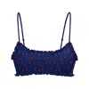 Blackbough Swim Women's Blue Darby Frilled Bralette Top / Heartache Pointelle In Blue