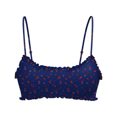 Blackbough Swim Women's Blue Darby Frilled Bralette Top / Heartache Pointelle