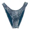 Blackbough Swim Women's Blue Fiona High Rise Cheeky Bottoms / Snow Leopard Jacquard In Blue