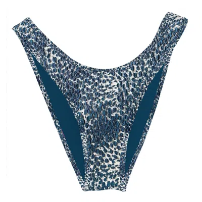 Blackbough Swim Women's Blue Fiona High Rise Cheeky Bottoms / Snow Leopard Jacquard