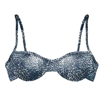 Blackbough Swim Women's Blue Fiona Underwire Top / Snow Leopard Jacquard