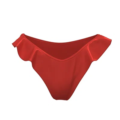 Blackbough Swim Women's Elsie Ruffled Cheeky Bottoms / Red Hot Gloss