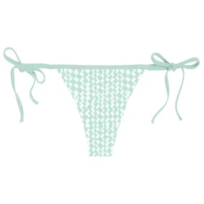 Blackbough Swim Women's White Nikki String Cheeky Bottoms / Peppermint Jacquard