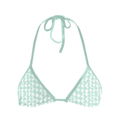 Blackbough Swim Women's White Nikki Triangle Top / Peppermint Jacquard