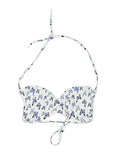 Pre-owned Blackbough Swimsuit Top Blue Floral Pattern Swimwear