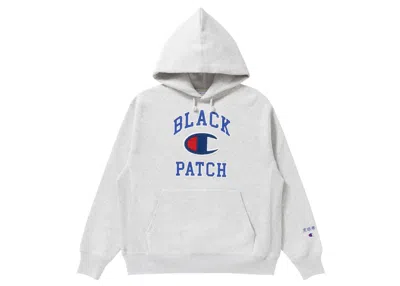 Pre-owned Blackeyepatch Men's  X Champion Reverse Wave Hoodie In Silver Grey In Gray
