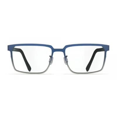 Blackfin Bf1060 Fairbanks Rectangular Blue And Silver Frame Eyeglasses In Transparent