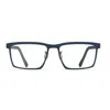 Blackfin Bf1061 Irvine Deep Blue Beta Titanium Rectangular Eyeglasses With Orange Accents In Gray