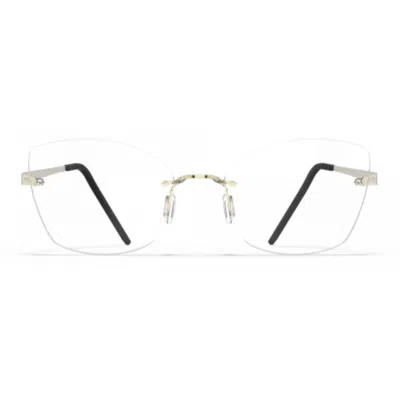 Blackfin Bf1074 Aero Loop B3-p2 Rimless Gold Eyeglasses With Adjustable Nose Pads In White