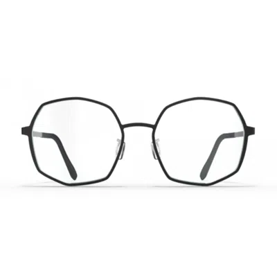 Blackfin Bf1081 Sable Octagonal Black Titanium Eyeglasses With Adjustable Nose Pads In Gray