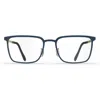 Blackfin Bf1084 Dover Rectangular Matte Blue Eyeglasses With Adjustable Nose Pads In Black