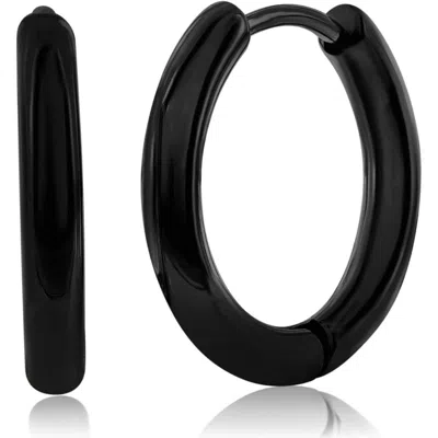 Blackjack 11.5mm Stainless Steel Hoop Earrings In Black