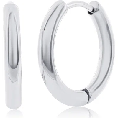 Blackjack 11.5mm Stainless Steel Hoop Earrings In Silver
