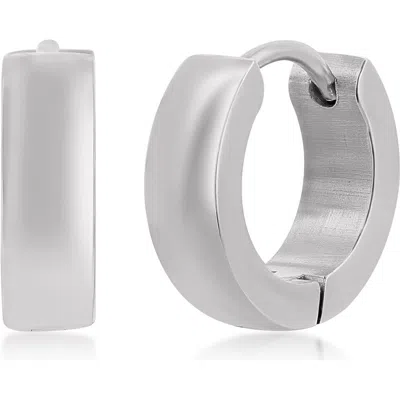 Blackjack 13mm Huggie Hoop Earrings In Silver