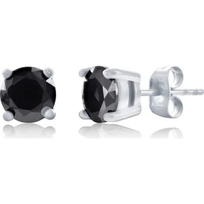 Blackjack 7mm Round Cubic Zirconia Stud Earrings