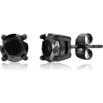 Blackjack 7mm Round Cubic Zirconia Stud Earrings