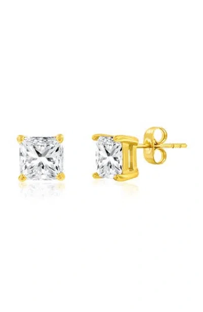 Blackjack 8mm Square Cubic Zirconia Stud Earrings In Gold