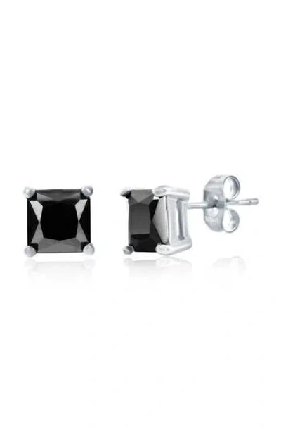 Blackjack 8mm Square Cubic Zirconia Stud Earrings In Silver