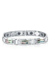 Blackjack Abalone Tungsten Link Bracelet In Silver