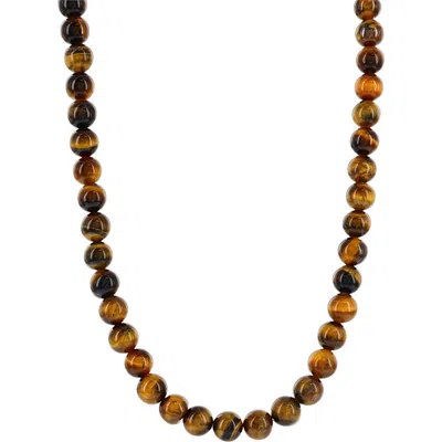 Blackjack Beaded Necklace In Tiger Eye