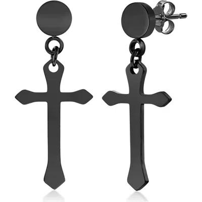 Blackjack Cross Drop Earrings In Black