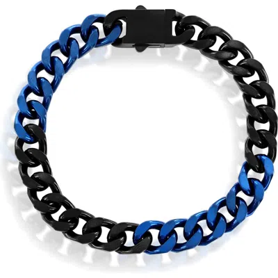 Blackjack Cuban Link Bracelet In Black/blue